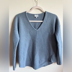 Jigsaw Wool-Cashmere V-neck Blue Sweater Size Small